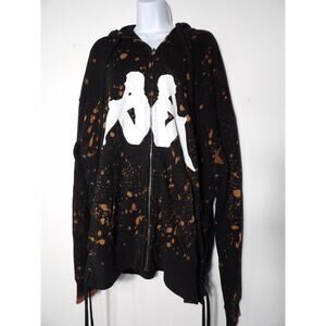 Faith Connexion XS Hoodie Kappa Bleached Zip Sweat Laced Heavyweight Oversized